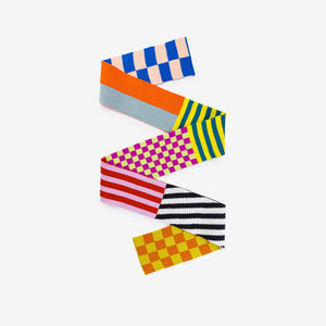 Pattern Patch Skinny Knit Scarf / 2 Colorways