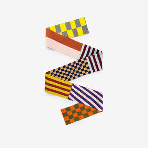 Pattern Patch Skinny Knit Scarf / 2 Colorways